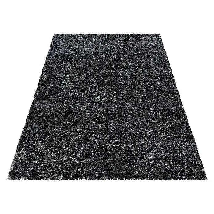Hochflorteppich Enjoy 4500Anthrazit, 110 x 60 cm, 100% Polypropylen - Schwarzer Teppich mit hoher Florhöhe und melierter Textur für ein gemütliches Ambiente.