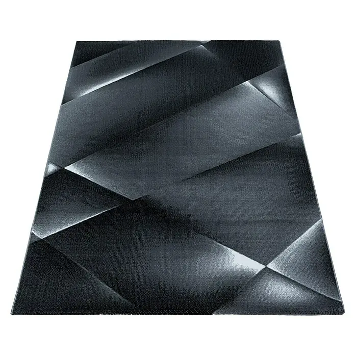 Kurzflorteppich Costa 3527Schwarz, 200 x 140 cm, 100% Polypropylen - Moderner grauer Teppich mit geometrischen Formen, die ein stilvolles und zeitgemäßes Design für jeden Raum bieten.