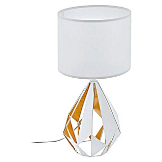 Eglo Carlton 1 Lámpara de sobremesa (60 W, Ø x Al: 25 x 51 cm, Blanco/Dorado, E27)