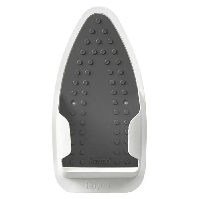 Rayen Colgador para plancha y tabla - 31,3 x 15 x 43 cm, Blanco - Un reposaplancha Raven en blanco y gris. Cuenta con una superficie con hoyuelos y un soporte integrado.