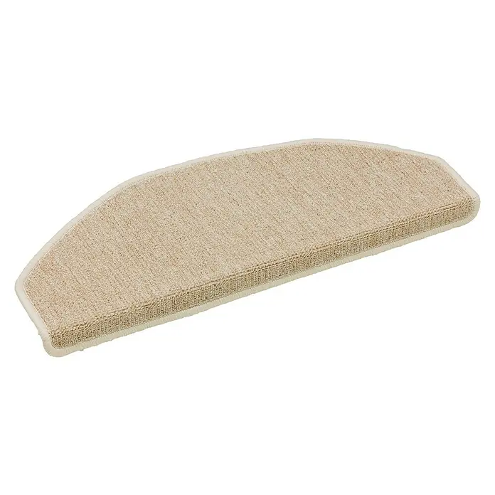 Astra Stufenmatte Fox - 28 x 65 cm, 100 % Polypropylen, Beige - Beige Teppichstufenmatte mit weißer Umrandung für den Innenbereich, ideal zum Schutz und zur Aufwertung von Treppen.