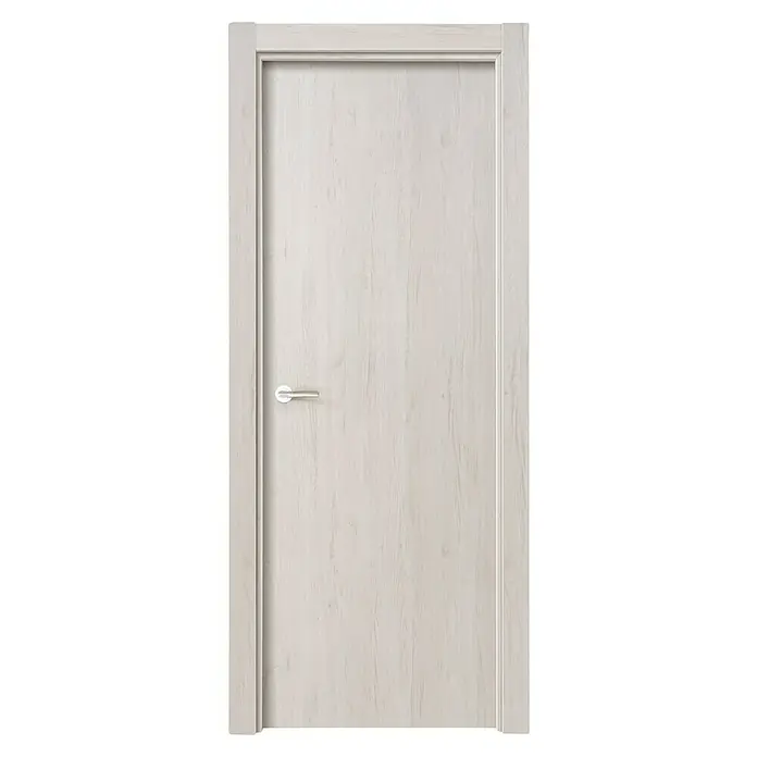 Solid Elements Puerta interior vinílica Quebec - 72,5 x 203 cm, Derecha, Blanco gris, Alveolar - Esta imagen presenta una puerta interior blanca moderna con un elegante tirador, ideal para cualquier hogar.