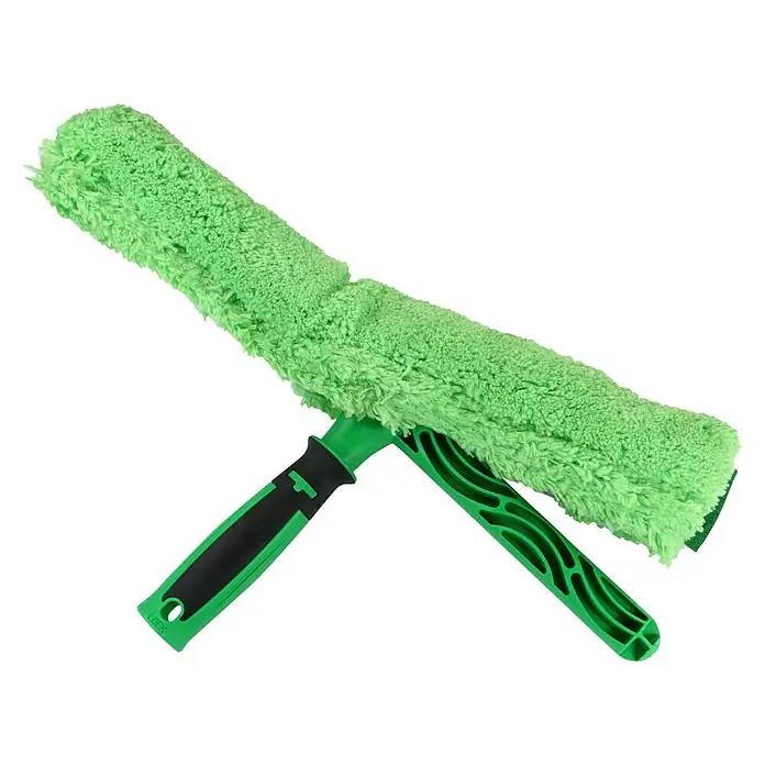 Unger Bayetas de limpieza - Material: Materiales naturales, Verde - Limpiacristales verde con funda de microfibra y mango ergonómico para una limpieza sin marcas.