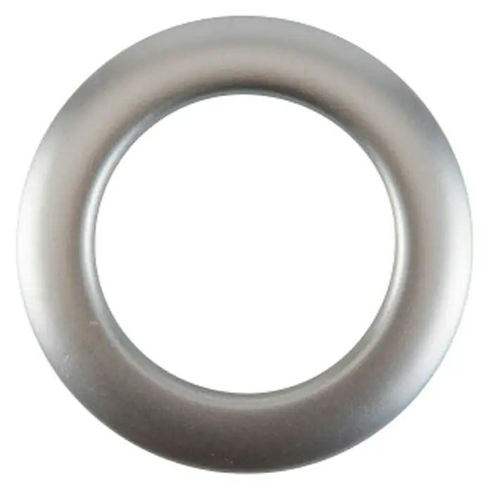 Arandela para cortina - Plástico, 8 ud. - Anillo metálico plateado. Accesorio versátil para diversas aplicaciones, desde manualidades hasta decoración, con un diseño simple y elegante.