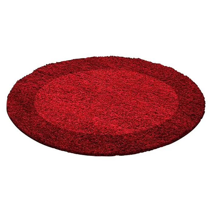Hochflorteppich Life 1503 - Rot, Durchmesser: 200 cm, 100% Polypropylen - Ovaler, hochfloriger, roter Teppich für einen luxuriösen Touch. Der Teppich bietet eine weiche und bequeme Oberfläche für jeden Raum.