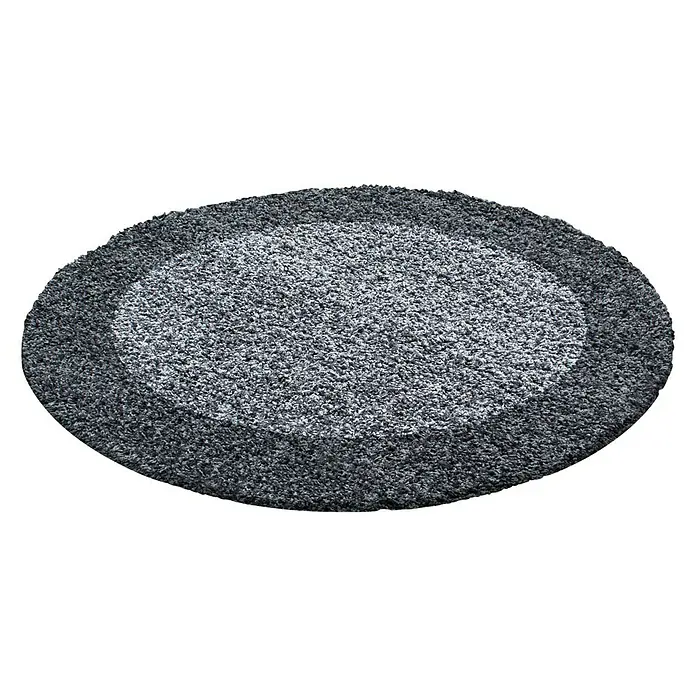 Hochflorteppich Life 1503 - Grau, Durchmesser: 120 cm, 100% Polypropylen - Ovaler, grauer Teppich mit weicher Textur. Er verleiht jedem Raum Wärme und Komfort, ideal für Badezimmer oder Schlafzimmer.