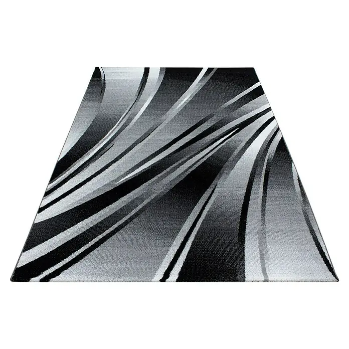 Kurzflorteppich Parma 9210 - Schwarz, 300 x 80 cm, 100% Polypropylen - Moderner Teppich mit abstraktem Design in Grau- und Schwarztönen. Der Teppich besticht durch sein stilvolles und zeitgemäßes Aussehen.