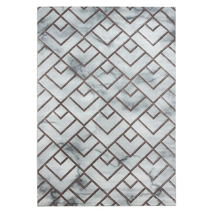Kurzflorteppich Naxos 3813 - Bronze, 200 x 140 cm, 80% Polypropylen, 20% Polyester - Moderner Teppich mit geometrischem Muster und Marmor-Effekt, ideal für stilvolle Wohnräume.