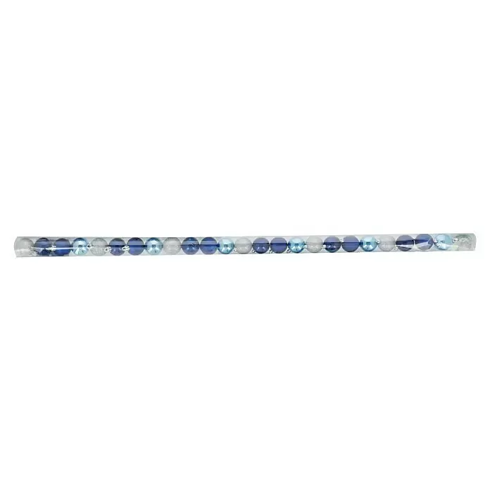 Christbaumkugel-Mix - Blau, Kunststoff, Rund, Durchmesser: 4 cm - Eine Kette aus glänzenden blauen und silbernen Dekokugeln in klarer Verpackung.