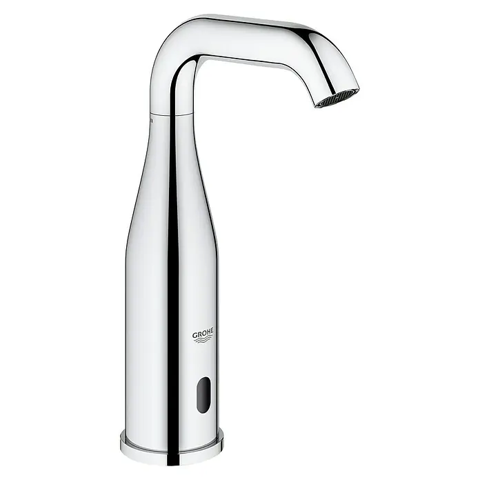 Grohe Essence Waschtischarmatur batteriebetrieben - Infrarot-Elektronik, Chrom, Glänzend, Höhe: 22,4 cm - Glänzender Grohe Eurosmart Cosmopolitan E Waschtisch-Einhandmischer mit Infrarotsensor für moderne Badezimmer.