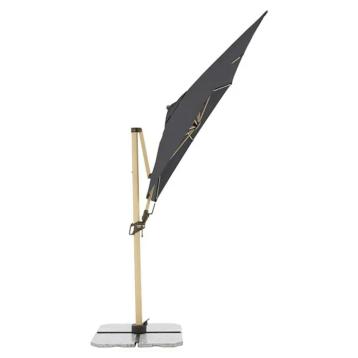Doppler Alu Wood Ampelschirm AX UltraAnthrazit, Bespannungsmaß (L x B): 300 x 220 cm - Der elegante, graue Sonnenschirm mit Holzständer bietet perfekten Schatten und ist ideal für Garten oder Terrasse.