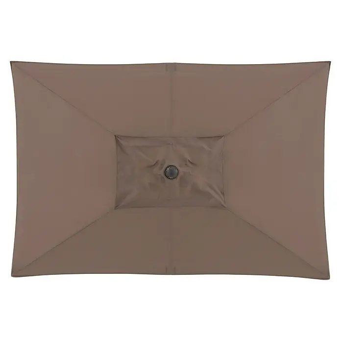 Doppler Alu Wood Marktschirm Ultra - Greige, Bespannungsmaß (L x B): 210 x 140 cm - Draufsicht eines rechteckigen, braunen Sonnenschirms, der Schatten und Schutz vor der Sonne bietet.