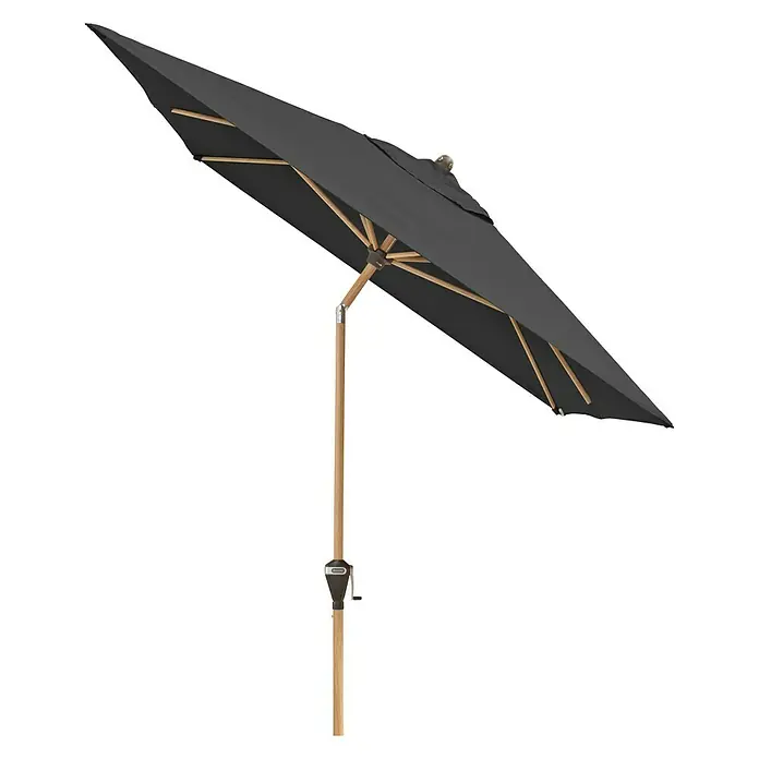 Doppler Alu Wood Marktschirm Ultra - Anthrazit, Bespannungsmaß (L x B): 300 x 200 cm - Dunkler Gartenschirm mit Holzständer und Streben für den Außenbereich als Sonnenschutz.