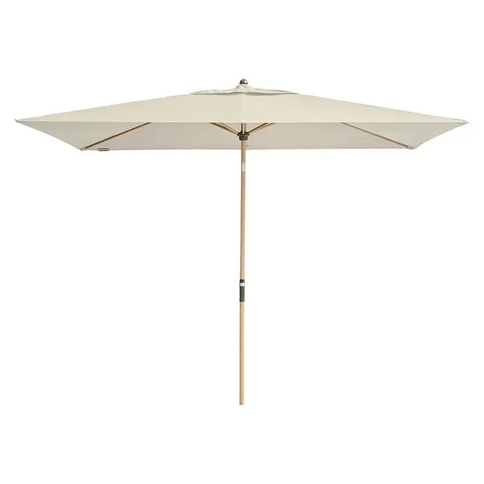 Doppler Alu Wood Marktschirm Ultra - Natur, Bespannungsmaß (L x B): 300 x 200 cm - Eleganter, rechteckiger Sonnenschirm mit Holzstiel und beigem Stoff, perfekt für den Garten oder die Terrasse. Genießen Sie den Schatten!