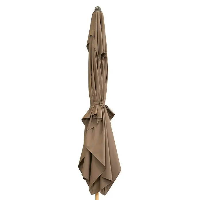 Doppler Alu Wood Marktschirm Ultra - Greige, Bespannungsmaß (L x B): 300 x 200 cm - Geschlossener brauner Sonnenschirm mit Holzstiel, ideal für den Garten oder die Terrasse, bietet Schatten und Schutz vor der Sonne.