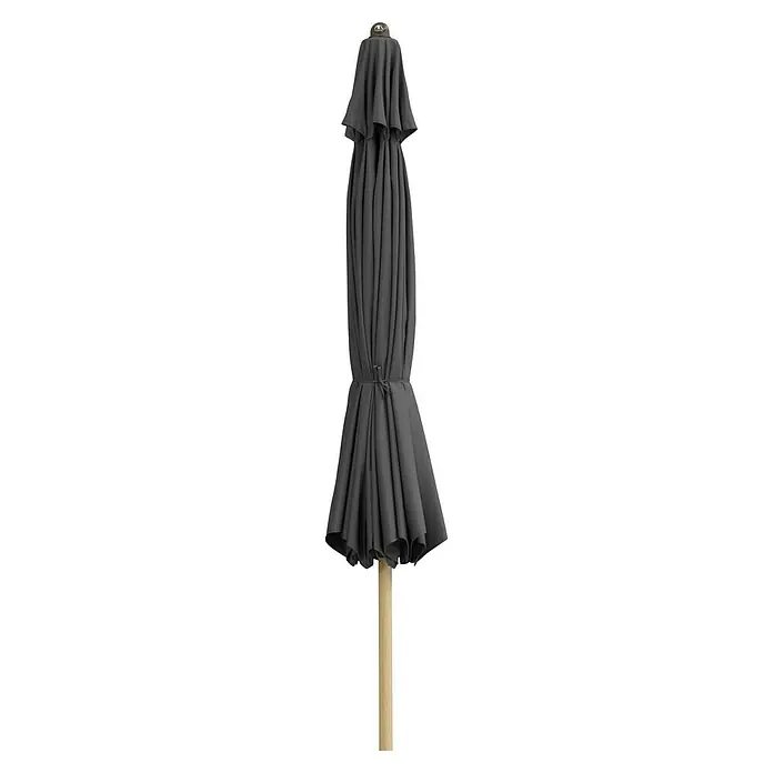 Doppler Alu Wood Marktschirm rund Ultra - Anthrazit, Durchmesser Bespannung: 350 cm - Geschlossener grauer Sonnenschirm mit Holzstiel, ideal für den Garten oder die Terrasse. Perfekter Schutz vor Sonne und Hitze im Freien.