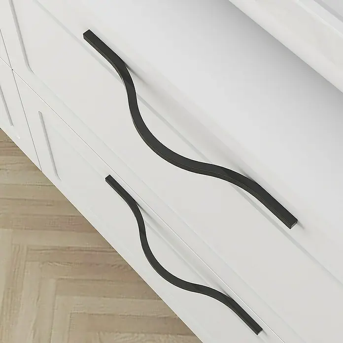 Artysan Mueble bajo de lavabo Toja - An x Pr x Al: 120 x 45 x 54,5 cm, Blanco - Elegante cómoda blanca con tiradores curvos negros que le dan a la pieza un toque moderno.