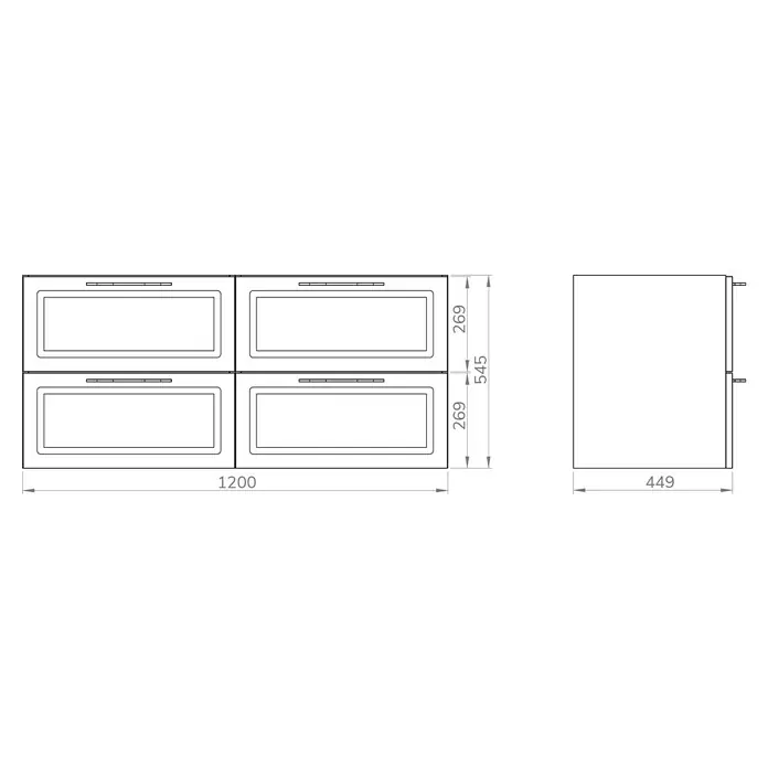 Artysan Mueble bajo de lavabo Toja - An x Pr x Al: 120 x 45 x 54,5 cm, Blanco - Dibujo técnico de un producto con dimensiones. El dibujo muestra detalladamente las dimensiones y especificaciones del artículo.
