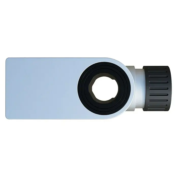 Doppler Balkonklammer Vario Fix - Für Rohrdurchmesser: 25 mm - 38 mm - Nahaufnahme eines Auflichtmikroskops mit hellblauem Gehäuse, schwarzem Objektiv und gerändeltem Drehknopf.