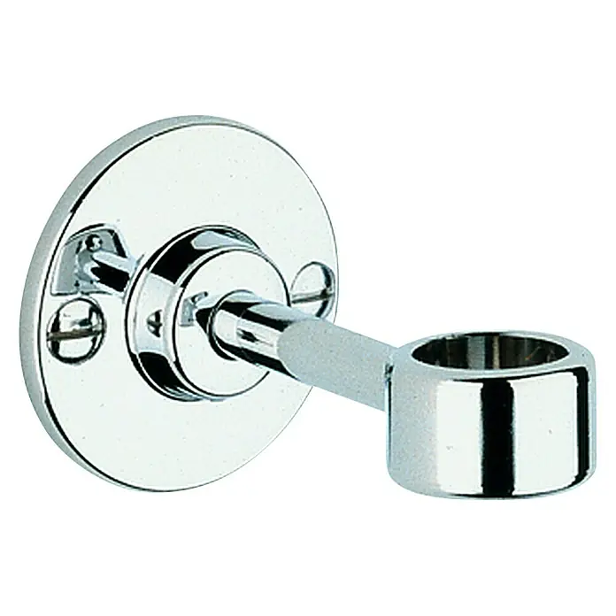 Grohe Brausehalter - Passend für: Standbrausen mit 18 mm Rohrdurchmesser, Kunststoff, Chrom - Eine glänzende, verchromte Gardinenstangenhalterung mit runder Wandplatte und zylindrischem Stangenhalter.