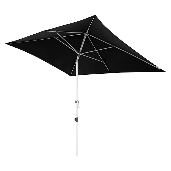 Doppler Expert Marktschirm Auto Tilt - Schwarz, Bespannungsmaß (L x B): 300 x 200 cm - Schwarzer, rechteckiger Sonnenschirm mit weißem Ständer. Perfekt für den Garten, spendet Schatten und schützt vor Sonne.