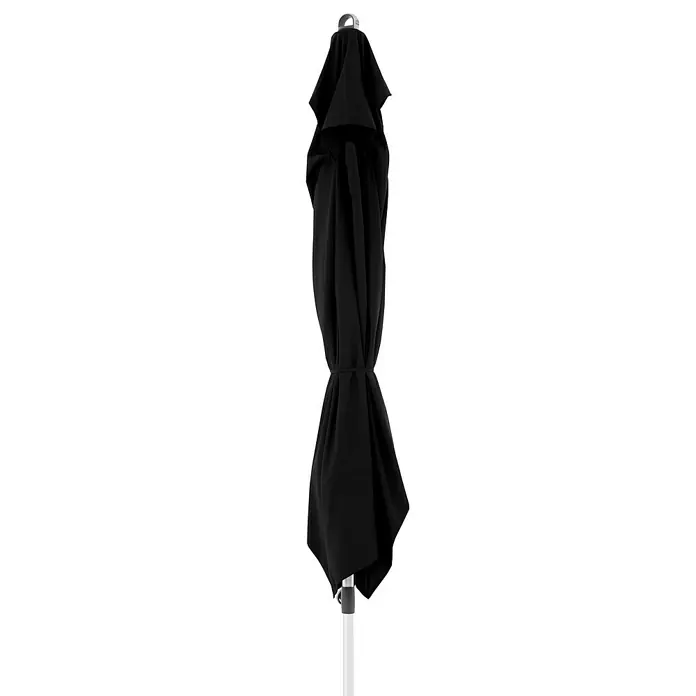 Doppler Expert Marktschirm Auto Tilt - Schwarz, Bespannungsmaß (L x B): 300 x 200 cm - Geschlossener, schwarzer Sonnenschirm mit silbernem Mast und Aufhängering. Ideal für den Sonnenschutz im Garten oder auf der Terrasse.