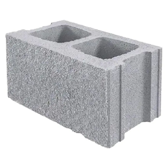 BHS Mallorca Bloque de hormigón poroso split - 40 x 20 x 20 cm, Gris, Hormigón - Bloque de hormigón gris con dos agujeros, utilizado para proyectos de construcción. Es robusto y versátil.