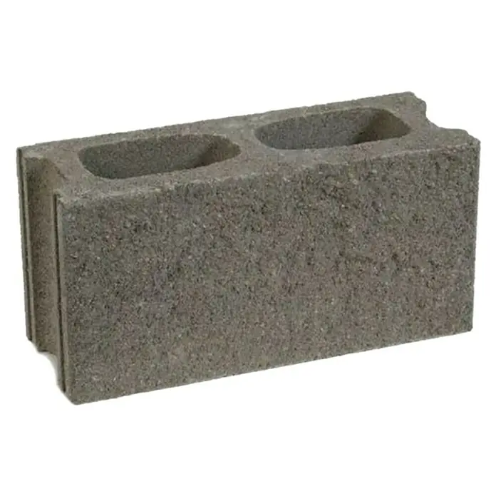 BHS Mallorca Bloque de hormigón poroso - 50 x 15 x 20 cm, Hormigón, Gris - Bloque de hormigón gris con dos agujeros, ideal para proyectos de construcción robustos y muros de carga.