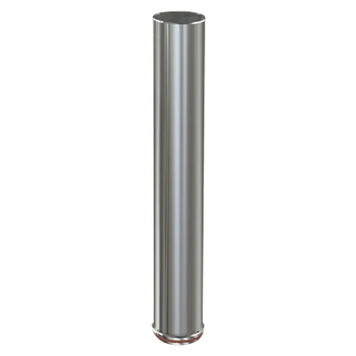 Practic Tubo para estufa pared simple - Ø x L: 80 mm x 1 m, Inox - Un objeto cilíndrico elegante hecho de metal brillante, perfecto para diseños modernos.