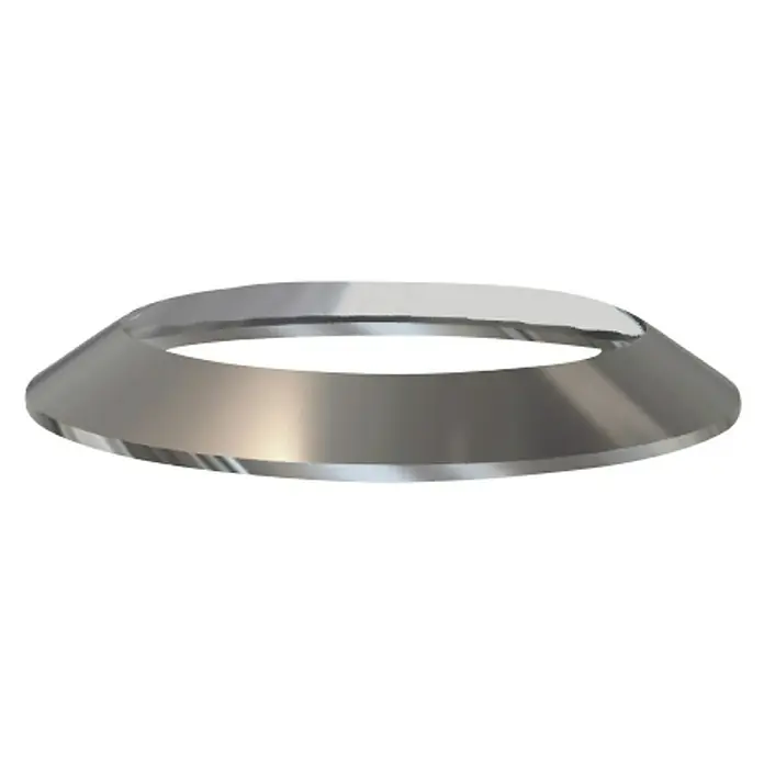 Practic Roseta de cubierta pared simple - Acero inoxidable, Inox - Primer plano de un anillo metálico de forma cónica, brillante y de diseño moderno.
