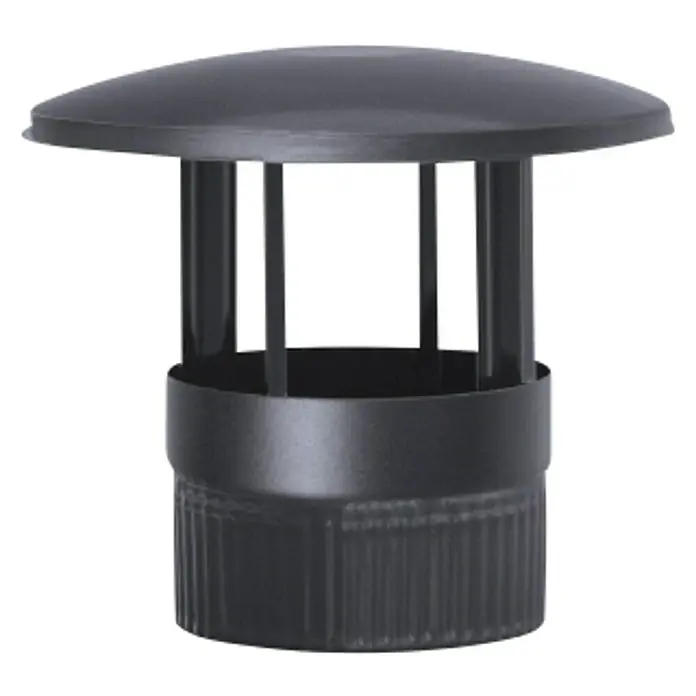 Practic Sombrerete antilluvia - Diámetro: 200 mm, Negro mate - Tapa de chimenea negra con caperuza para lluvia y ranuras de ventilación diseñada para proteger la chimenea de daños por el clima.