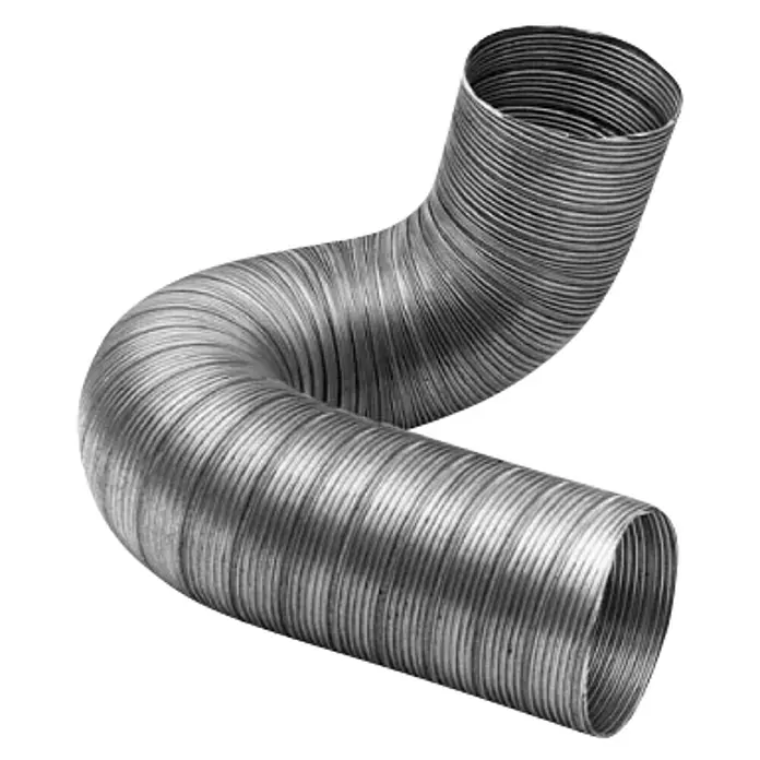 Practic Tubo flexible de aluminio - Aluminio, Diámetro: 120 mm, Largo: 3 m - Conducto de ventilación de aluminio flexible. El conducto flexible está doblado y tiene un aspecto plateado.