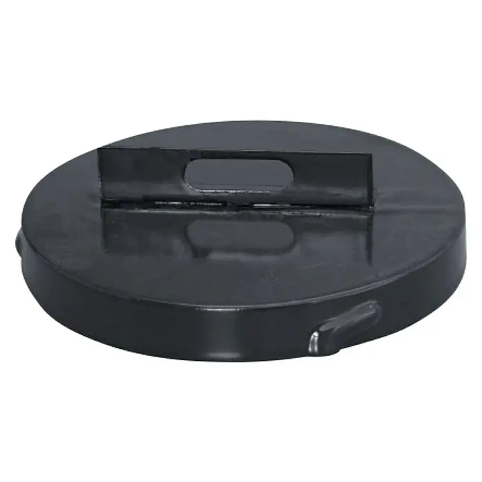 Practic Tapón - Diámetro: 150 mm, Negro brillo - Tapa de tanque de combustible negra con asa. La tapa es de metal y tiene un asa en el centro para facilitar la apertura y el cierre.
