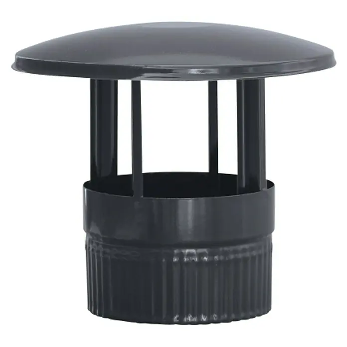 Practic Sombrerete antilluvia - Diámetro: 150 mm, Negro brillo - Sombrerete de chimenea negro diseñado para proteger contra la intemperie y mejorar el tiro. Construcción duradera para una larga vida útil.
