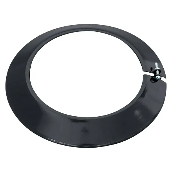 Practic Roseta de cubierta - 150 mm, Negro brillo - Collarín para tubo de estufa negro con tornillos para sujetar a tubos de varios diámetros.