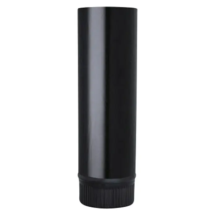 Practic Tubo para estufa - Ø x L: 150 mm x 1 m, Negro mate - Un tubo de estufa negro con un extremo acanalado, diseñado para conectar a estufas de leña. Asegura una ventilación de humo segura y eficiente.
