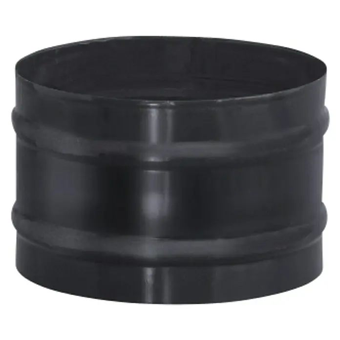 Practic Manguito de unión para tubos H-H - Diámetro: 120 mm, Negro mate - Primer plano de una extensión de tubo de conexión negro con un acabado brillante, utilizada habitualmente en sistemas de calefacción o ventilación.