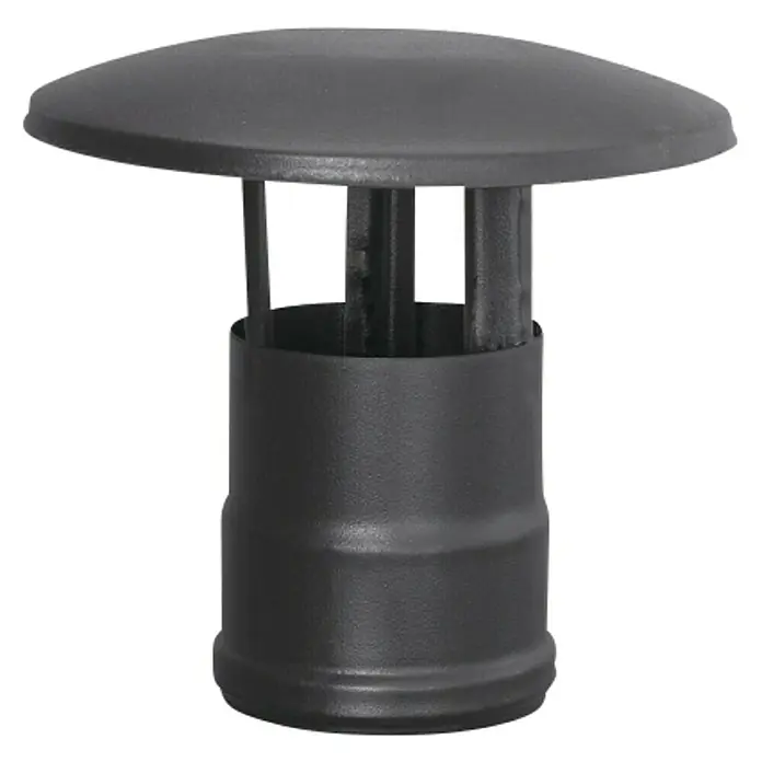 Practic Sombrerete antilluvia H para estufa de pellets - Diámetro: 80 mm, Negro - Tapa de tubo negra con diseño de hongo. Un accesorio útil para tubos de chimenea para evitar la entrada de lluvia y suciedad.