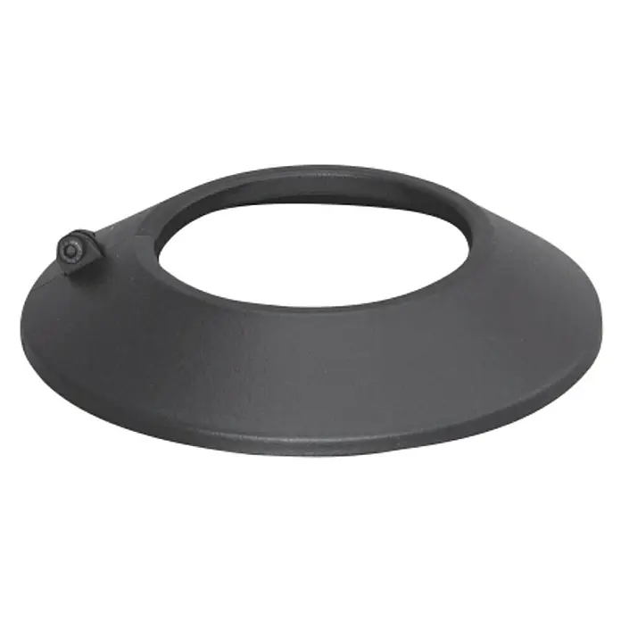 Practic Roseta de cubierta de pellets - Negro - Cubierta cónica negra con apertura central y un tornillo en el lateral, ideal para tuberías y postes.