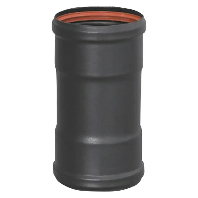 Practic Manguito de unión para tubos H-H para estufa de pellets - Diámetro: 80 mm, Negro - Manguito de tubo de aguas residuales de hierro fundido, robusto y duradero para una eliminación fiable. Con anillo de sellado.