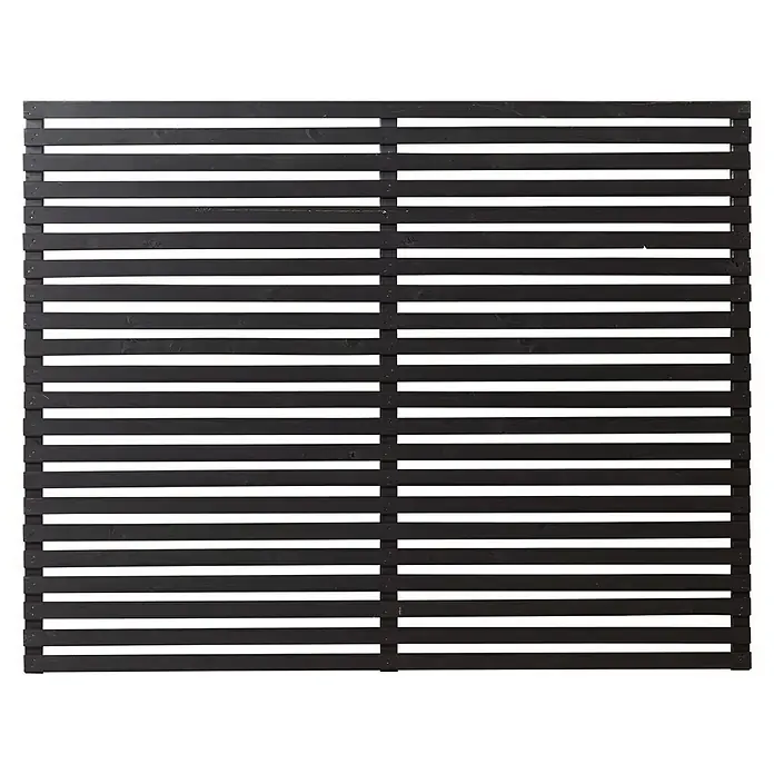 Plus Sichtschutzelement Tokyo - 180 x 140 cm, Holz, Schwarz - Eine dunkle Holzjalousie mit horizontalen Lamellen, die einen modernen und minimalistischen Look erzeugt, perfekt für Sichtschutz und Beschattung.
