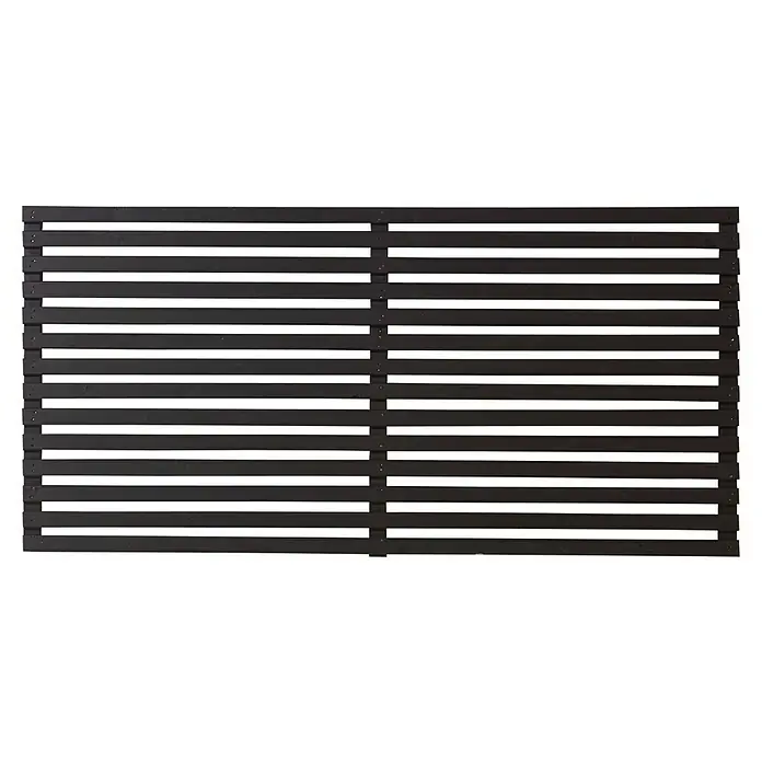 Plus Sichtschutzelement Tokyo - 180 x 90 cm, Holz, Schwarz - Ein Detailaufnahme eines grauen Holzschutzzauns mit horizontalen Latten, der Privatsphäre und Struktur bietet.