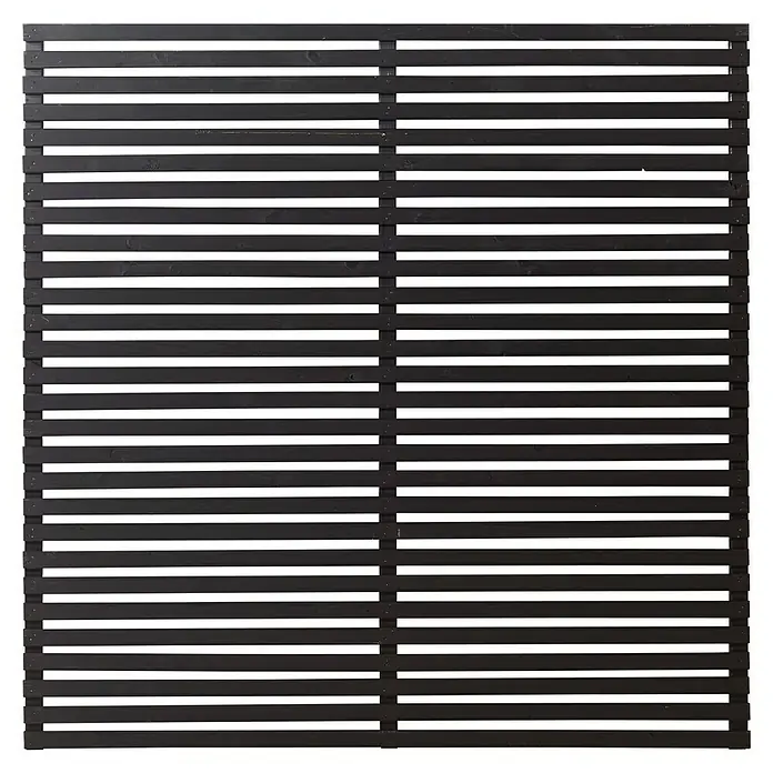 Plus Sichtschutzelement Tokyo - 180 x 180 cm, Holz, Schwarz - Schwarzer Sichtschutzzaun aus Holzlatten für den Außenbereich, ideal für Privatsphäre und modernes Design im Garten.