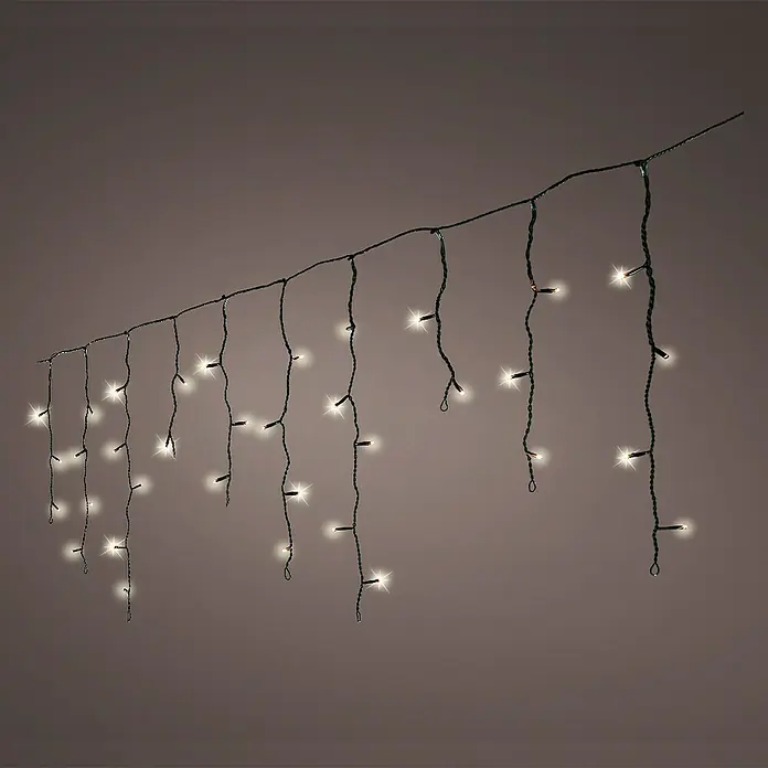 Guirnalda luminosa LED Cortina - Para exterior, Color de luz: Blanco cálido, Número de bombillas: 259 ud., Funcionamiento en red, 11 m - Cadena de luces con diseño de carámbano. La cadena de luces con luces LED blanco cálido proporciona iluminación festiva en interiores.