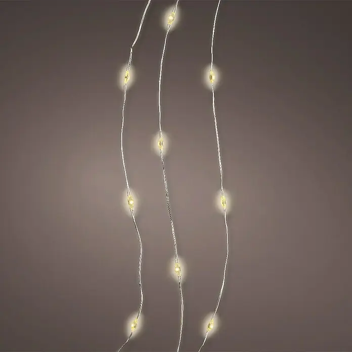 Guirnalda luminosa LED Int - Para interior, Color de luz: Blanco cálido, Número de bombillas: 20 ud., 95 cm - Guirnalda de luces decorativa con LED blancos cálidos en delicados alambres plateados, perfecta para crear un ambiente acogedor.