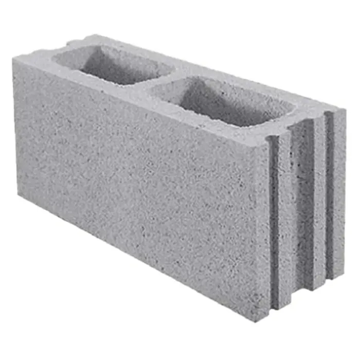 BHS Zaragoza Bloque de hormigón poroso - 40 x 20 x 20 cm, Gris, Hormigón - Bloque de hormigón gris con dos agujeros. Ideal para proyectos de construcción, robusto y duradero.