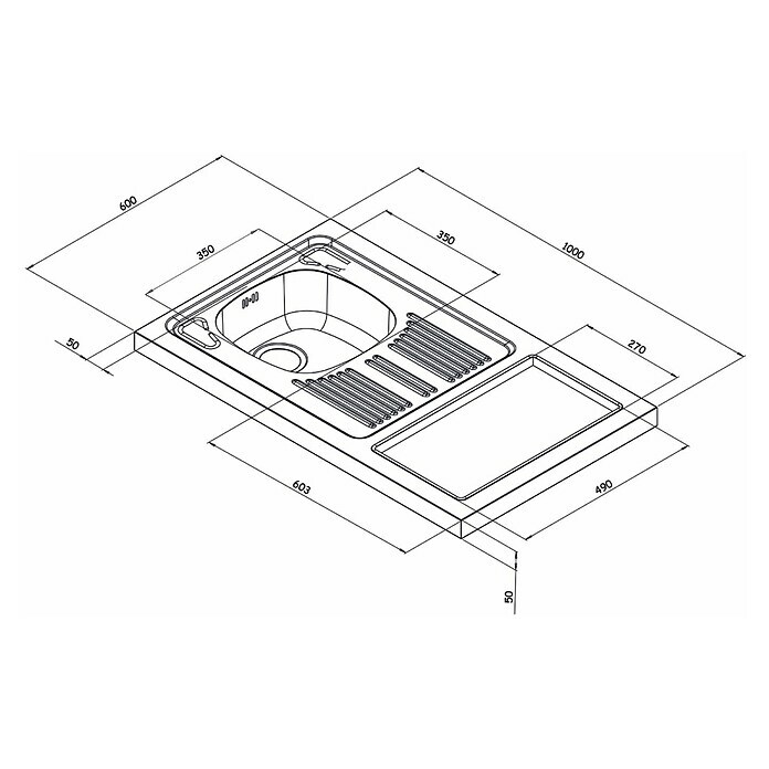 Respekta Miniküche MK130ESGOSCBreite: 130 cm, Mit Glaskeramikkochfeld, Grau Sketch