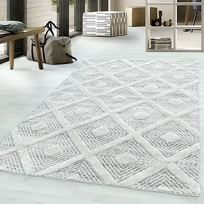 Hochflorteppich Pisa 4707Grau, 150 x 80 cm, 100% Polypropylen