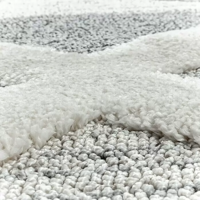 Hochflorteppich Pisa 4709 - Grau, Durchmesser: 120 cm, 100% Polypropylen - Detailaufnahme