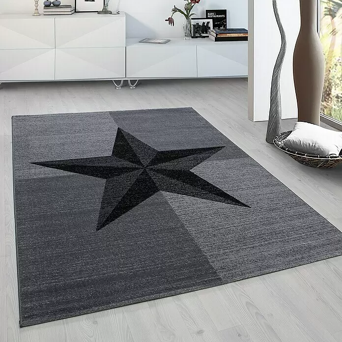 Kurzflorteppich Plus 8002 - Grau, 230 x 160 cm, 100% Polypropylen - Stimmungsaufnahme